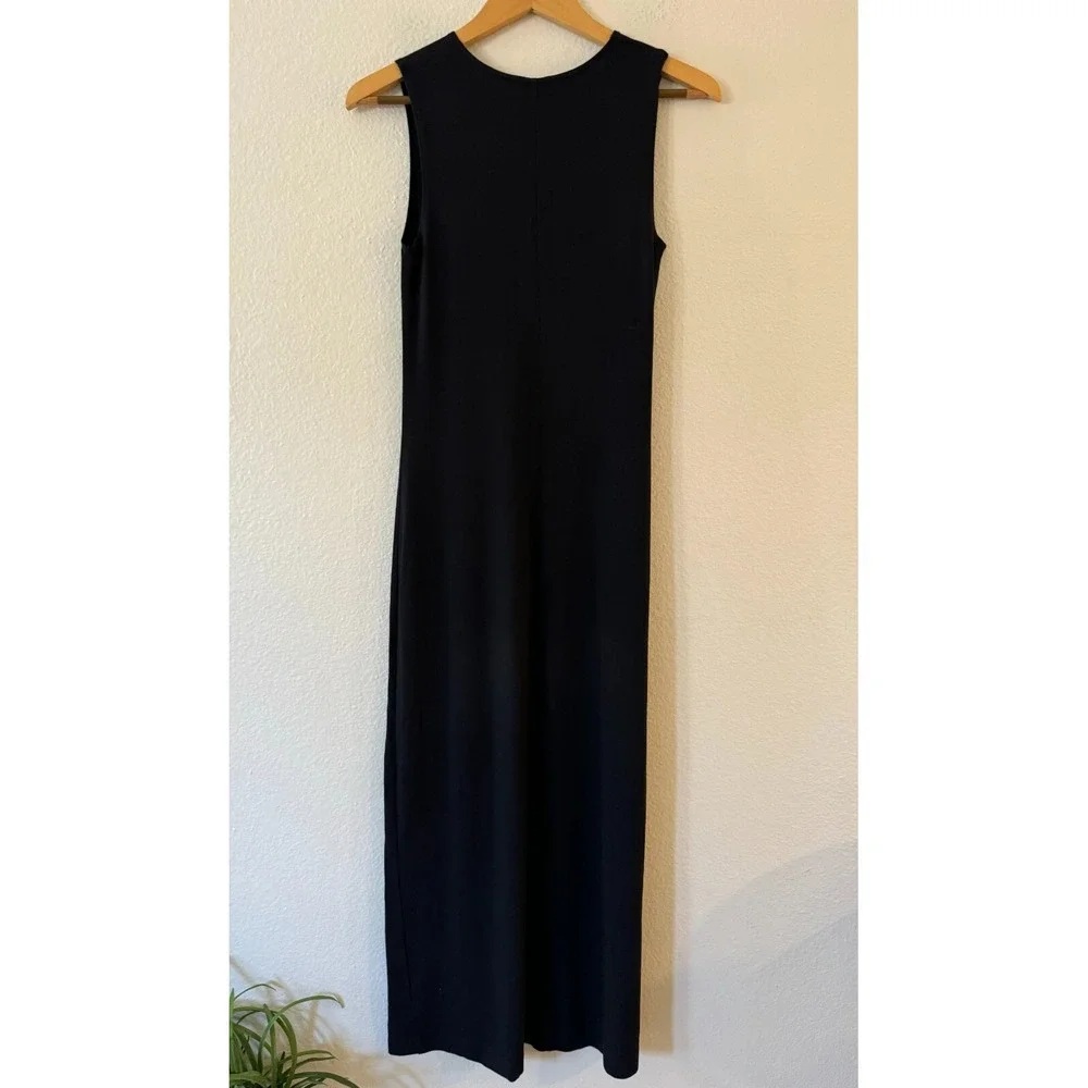J.Crew Sleeveless Maxi Dress Jersey‎ Knit V-Neck Stretch Small Black Excellent
